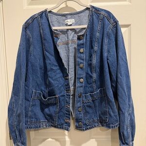 Ava & Viv Collarless Denim Jacket
